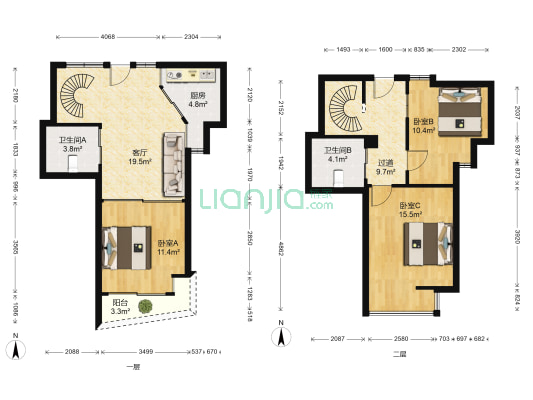 禾城世纪花园 3室1厅2卫 110平方
