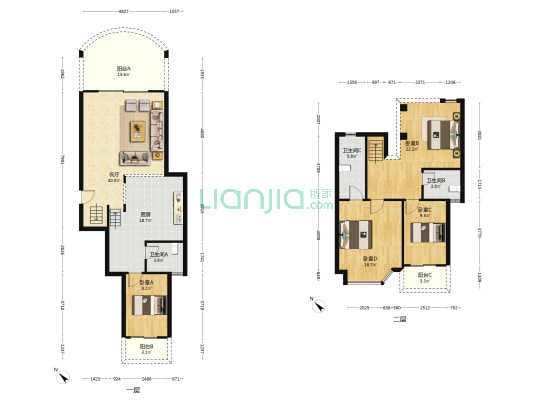 鹰冠庄园 4室1厅3卫 159平方