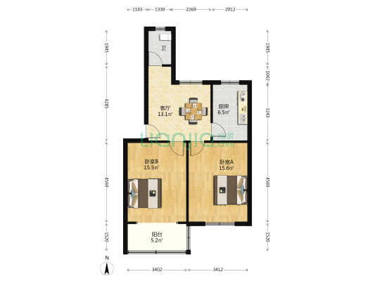 酱厂宿舍 2室1厅1卫 71平方