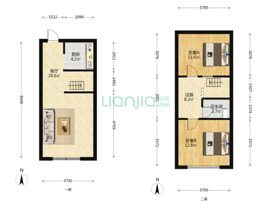 港龙国际食品城 2室1厅1卫 51平方