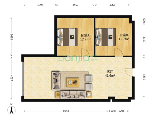 乔克国贸中心 2室1厅0卫 106平方