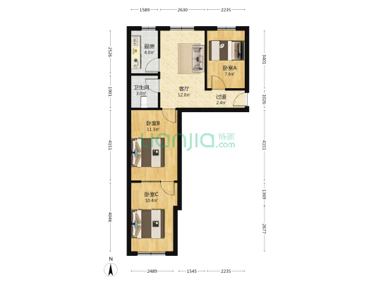 金顶人家 3室1厅1卫 58平方