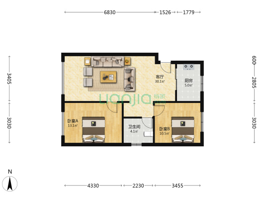 绿城杨柳郡 2室1厅1卫 88平方
