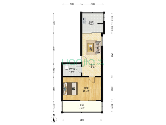 西安市机电化轻金属家属院 1室1厅1卫 54平方