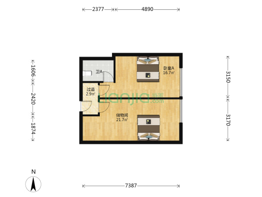 龙湖紫都城 1室0厅1卫 74平方