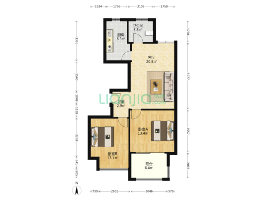 红五月嘉苑一区 2室1厅1卫 92平方