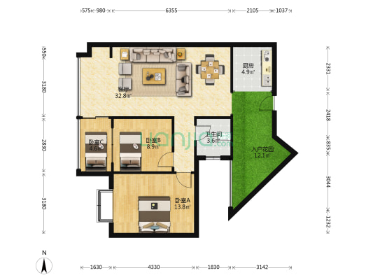 凯新印象巴黎 3室1厅1卫 84平方