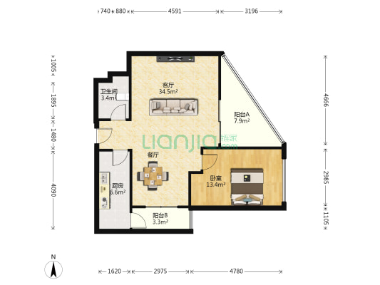 星都国际总部基地 1室1厅1卫 86平方
