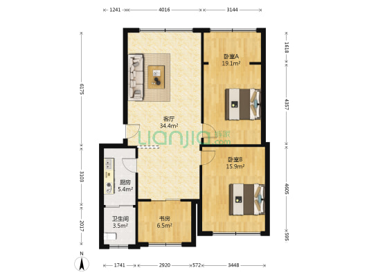 富康苑 3室1厅1卫 98平方