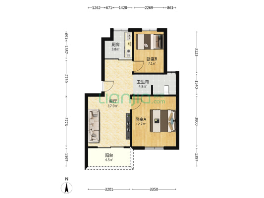 馨怡嘉园 2室1厅1卫 64平方
