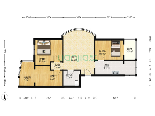 福泰名苑 3室1厅1卫 96平方