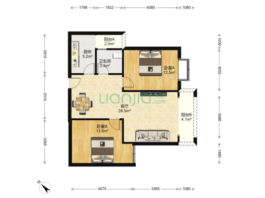 桐福小区 2室1厅1卫 80平方