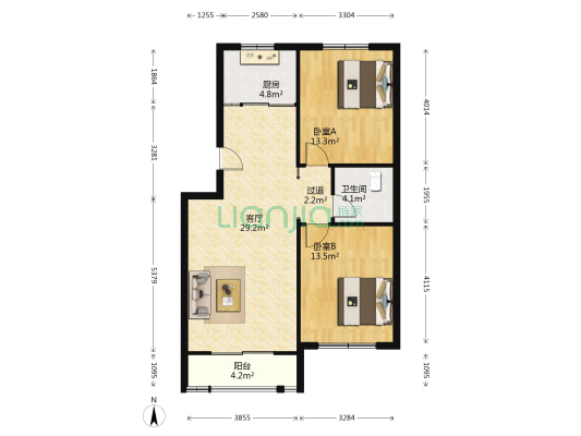 一品名筑 2室1厅1卫 86平方