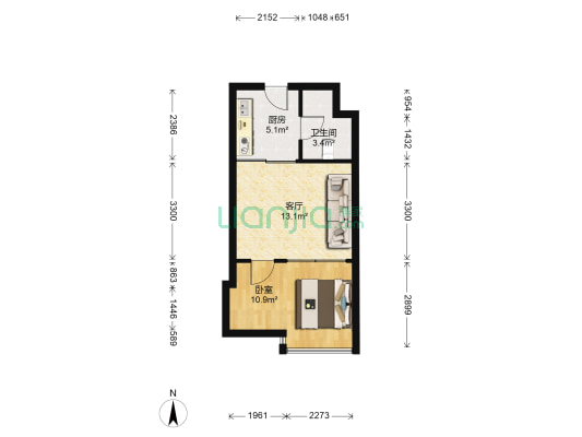 中豪国际 1室1厅1卫 47平方