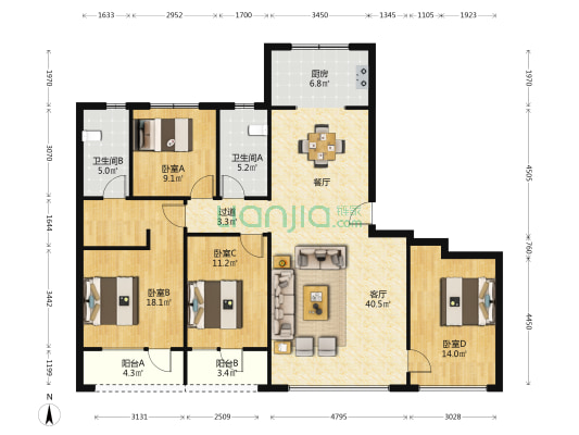 青特缦云 4室1厅2卫 174平方