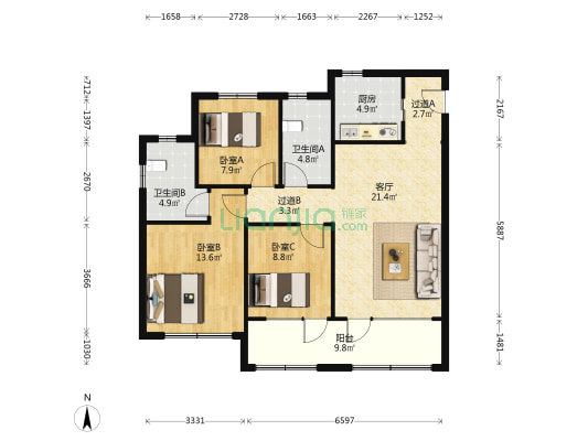 青岛印象·品 3室1厅2卫 118平方