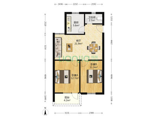 荣电小区 2室1厅1卫 70平方