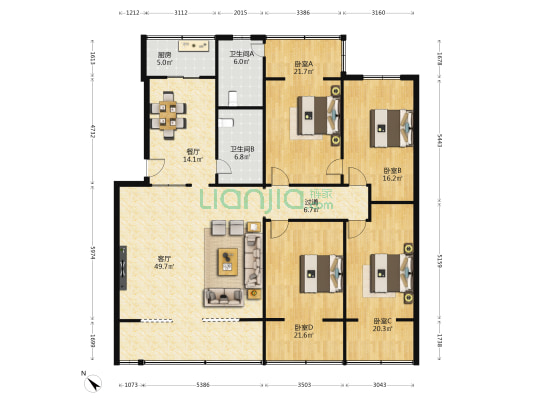 蜀华街30号 4室2厅2卫 174平方