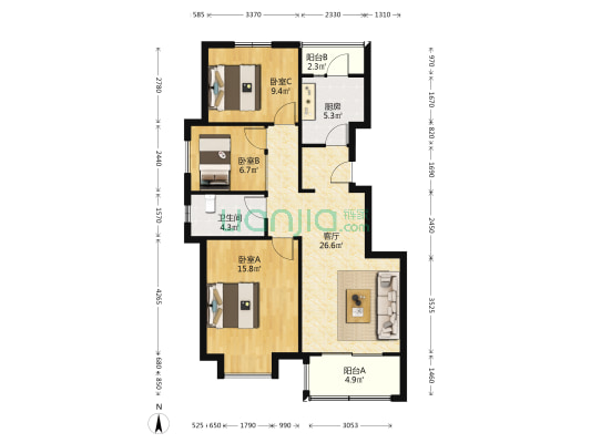 御水兰庭 3室1厅1卫 101平方