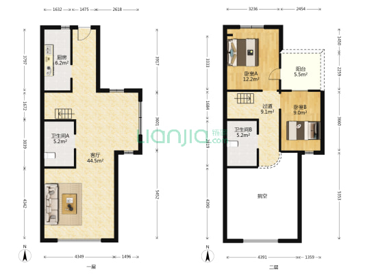 远洋戛纳小镇二期 2室1厅2卫 118平方