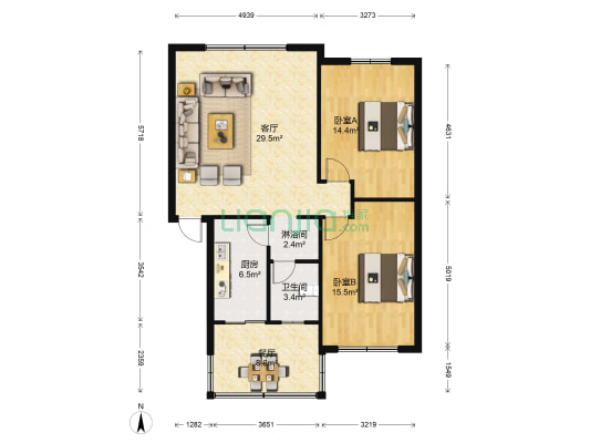 沿河中路23号 2室2厅2卫 82平方