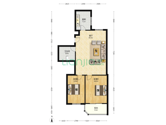 双龙大厦 2室1厅1卫 135平方