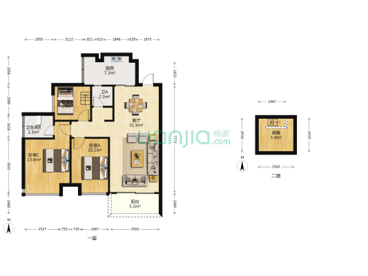 欢乐道家园 3室1厅2卫 93平方