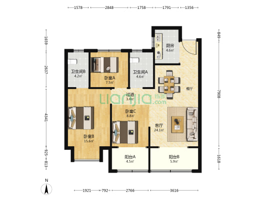 民发·盛特一品 3室1厅2卫 103平方