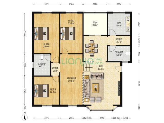 广场苑 4室1厅2卫 167平方