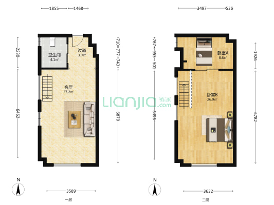 旺城大厦 2室1厅1卫 60平方
