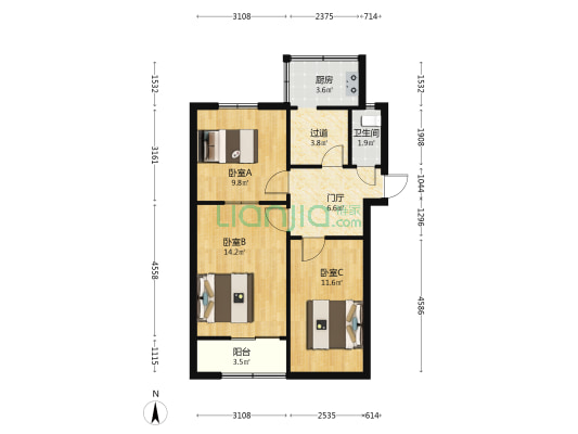 市第一医院家属院 3室0厅1卫 60平方