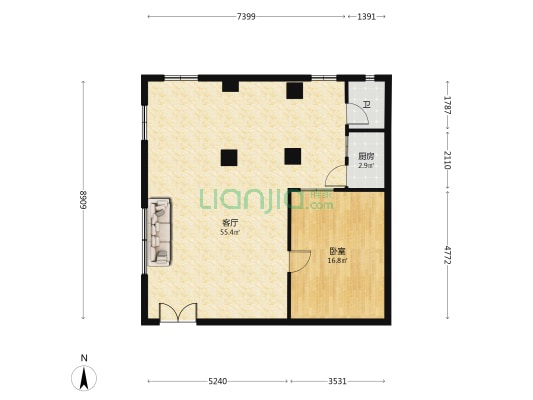怡泰楼 1室1厅1卫 75平方