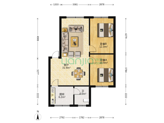 青龙路94号 2室1厅1卫 84平方