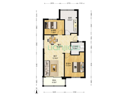 南园新村东区 2室2厅1卫 82平方