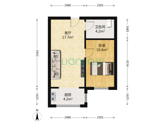 海富臻园 1室1厅1卫 57平方