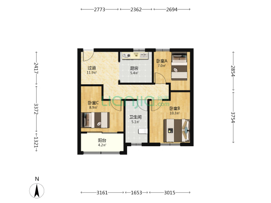 金海华城康平佳苑 3室0厅1卫 77平方