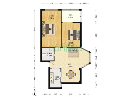 紫阳路137号 2室1厅1卫 96平方