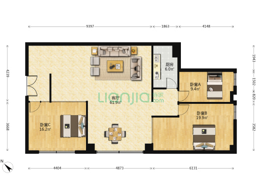虹桥世家花园(办公楼) 3室1厅0卫 158平方