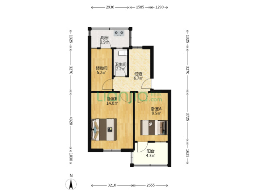 市六院家属院 2室0厅1卫 53平方