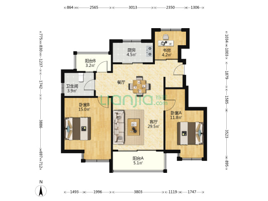 颐和泊雅轩 3室1厅1卫 96平方