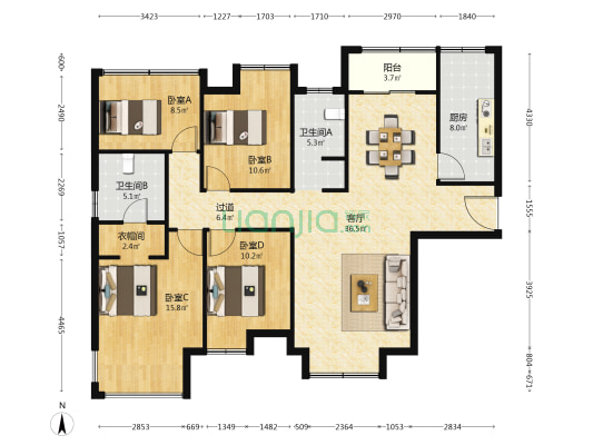 璞悦府 4室1厅2卫 147平方
