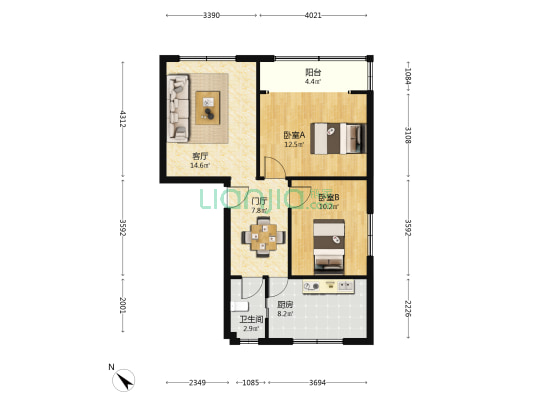 太平街411号 2室1厅1卫 79平方