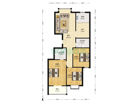 博雅书院 3室2厅2卫 140平方