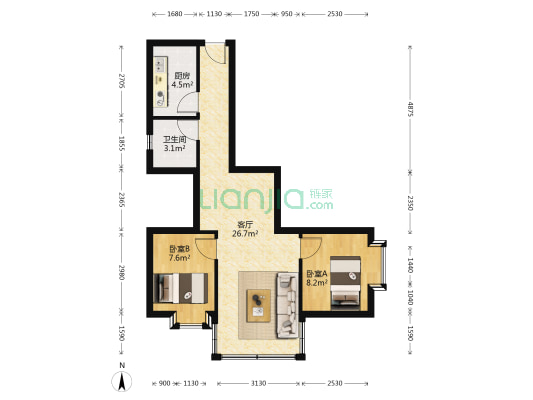 南翠苑 2室1厅1卫 63平方
