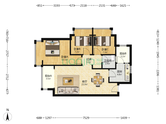 博巷雅苑 3室1厅1卫 94平方