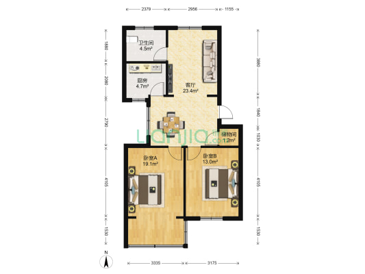 和平新村 2室1厅1卫 76平方