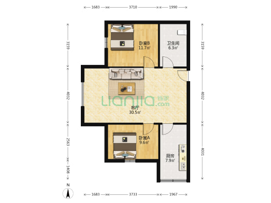阿里山花园 2室1厅1卫 85平方