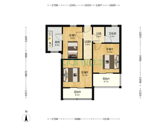 碧林湾新苑(华友路) 3室0厅1卫 76平方