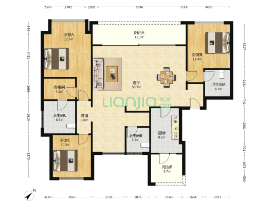 望园 3室1厅3卫 169平方