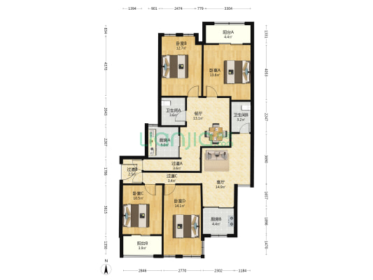 沁绿馨苑 4室2厅2卫 151平方